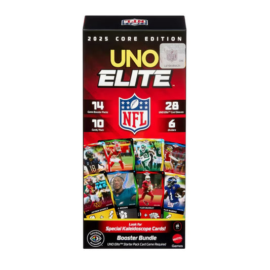 Mattel | UNO Elite NFL Booster Set | 140 Elite Action Collector Cards 2025