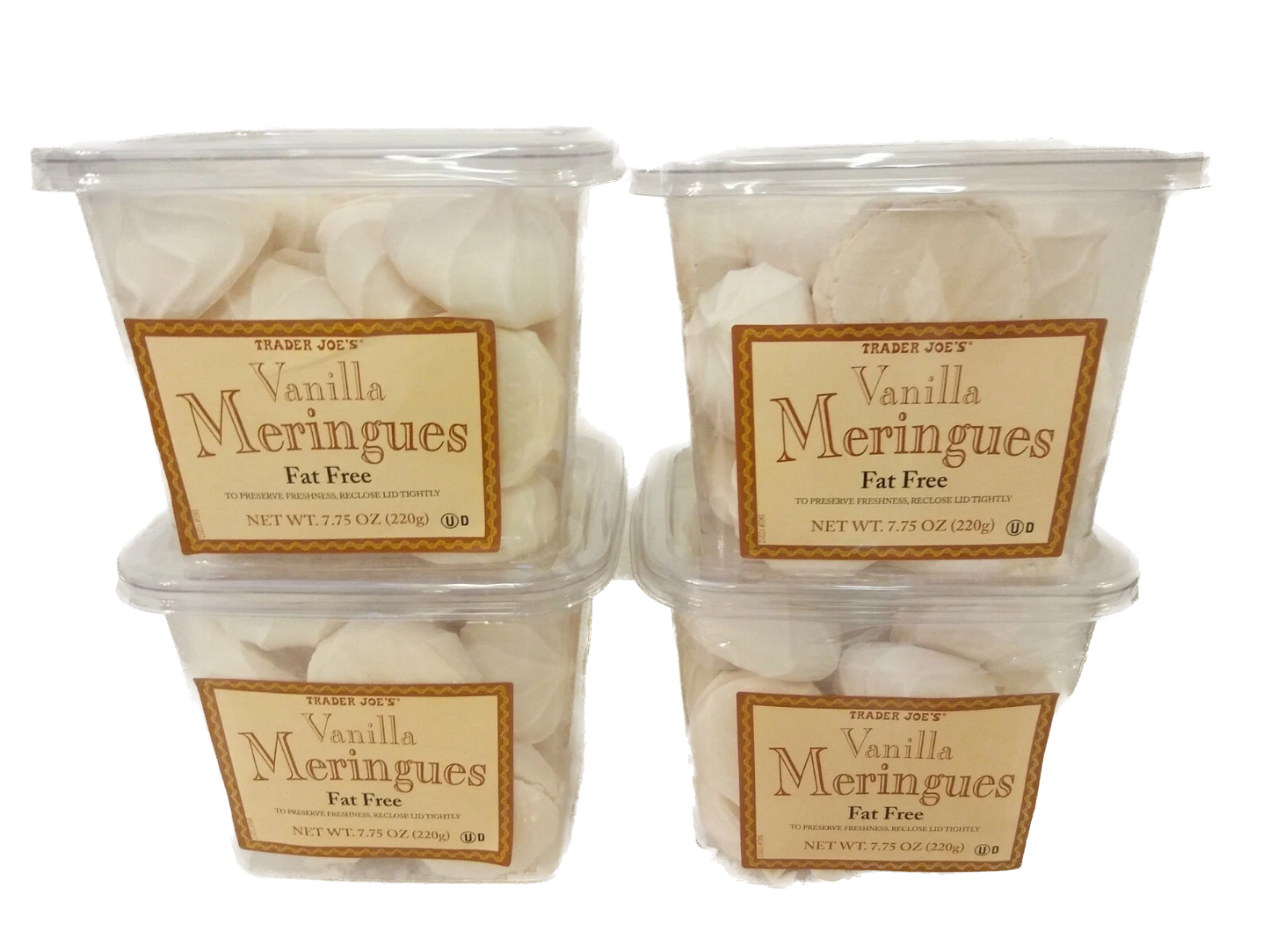 Trader Joe's Vanilla Meringue Cookies - Pack of 4 Tubs (31.04 oz Each)