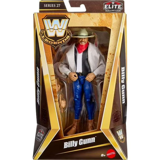 WWE Legends Billy Gunn action figure in packaging with Elite Collection branding.