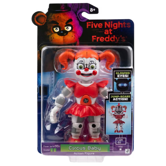 JAKKS Pacific | Five Nights at Freddy's | Circus Baby 5" Articulated Figure | Jumpscare & Glow-in-the-Dark Eyes