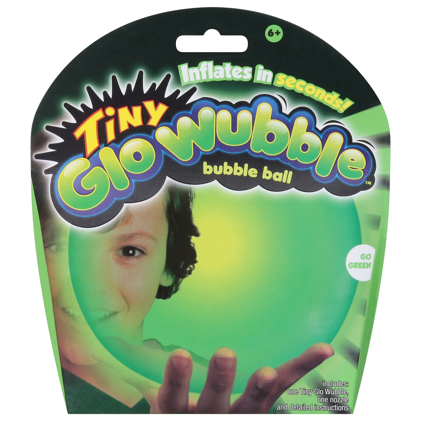 Tiny Glo Wubble Bubble Ball | Glo Go Green | Glows in the Dark | Squishy Sensory Bounce Ball