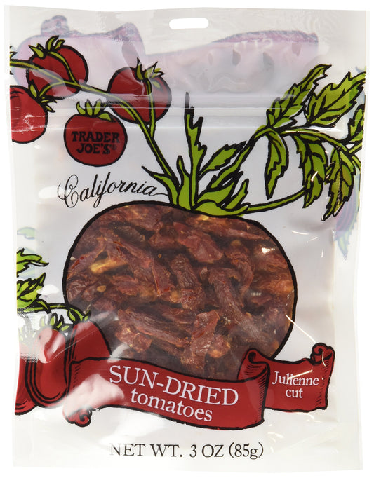 Trader Joe's California Sun-Dried Tomatoes - 3 oz (2 Pack) | Premium Julienne Cut