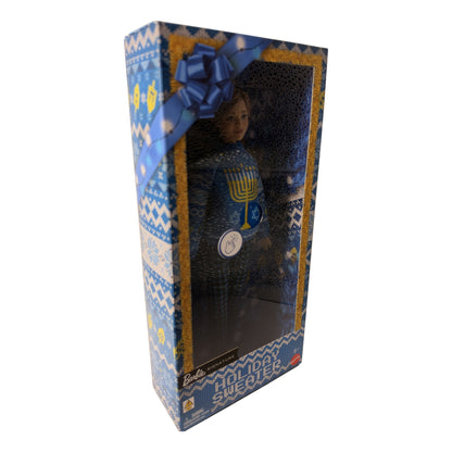 Barbie Holiday Sweater doll box angled side view