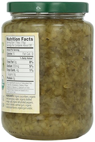 Woodstock Organic Sweet Relish - 16 oz | USDA Certified 95% Organic Pickle Relish