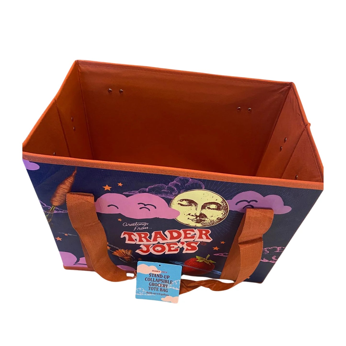 Stand Up Collapsible Grocery Tote Bag, 15 x 9.5 x 10.5 inches