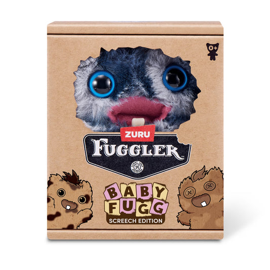 ZURU Fuggler Baby Fugg Screech Edition blue and grey funny ugly monster plush toy in kraft box — collectible weird plush for kids and adults
