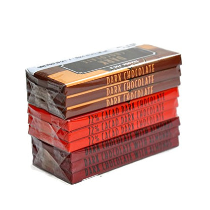Belgian Dark Chocolate Bars 3 Variety Pack - Total 9 Bars, 1.7 ounces