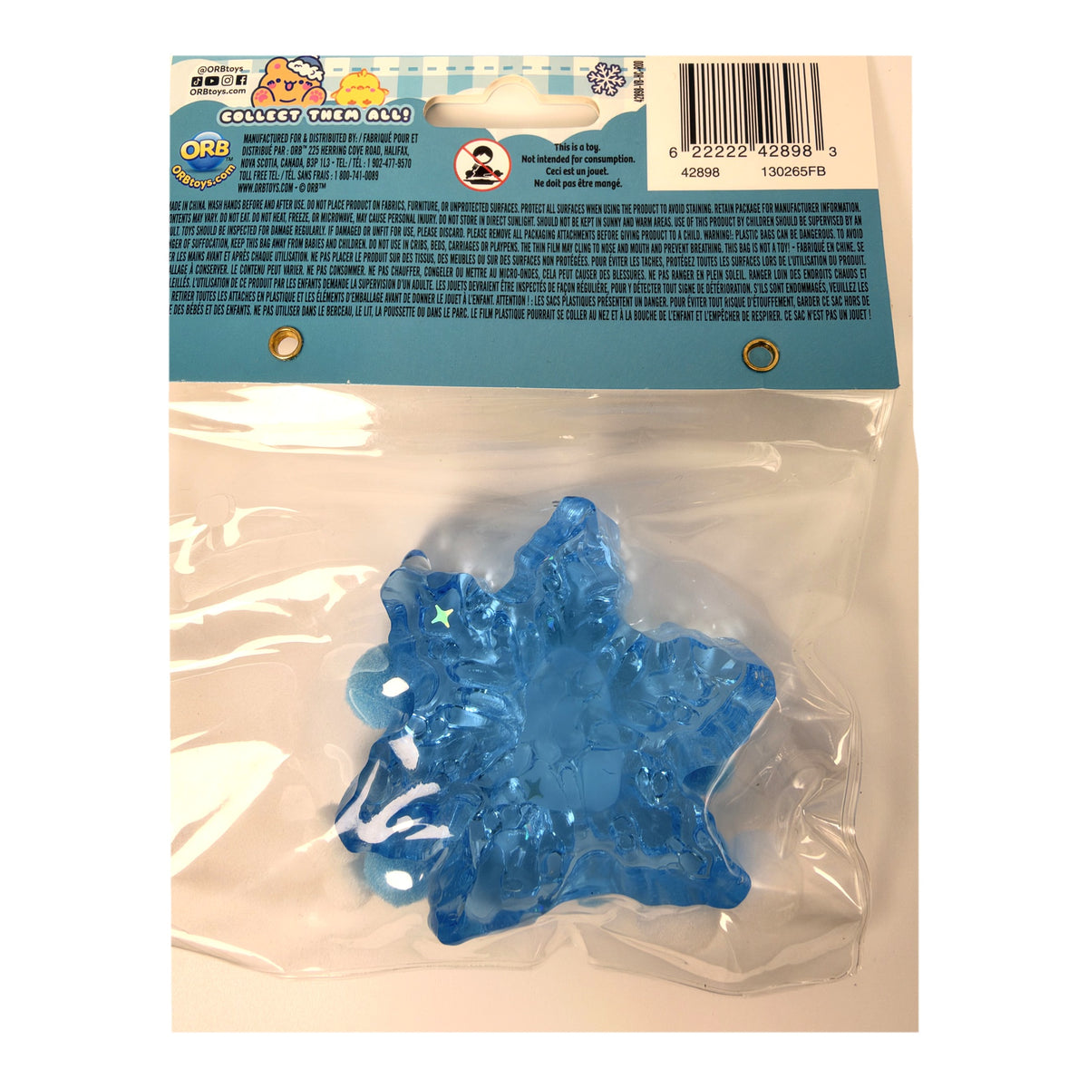 ORB Taba-licious Winter Wonders squishy, Snowman Snowflake style, back of package