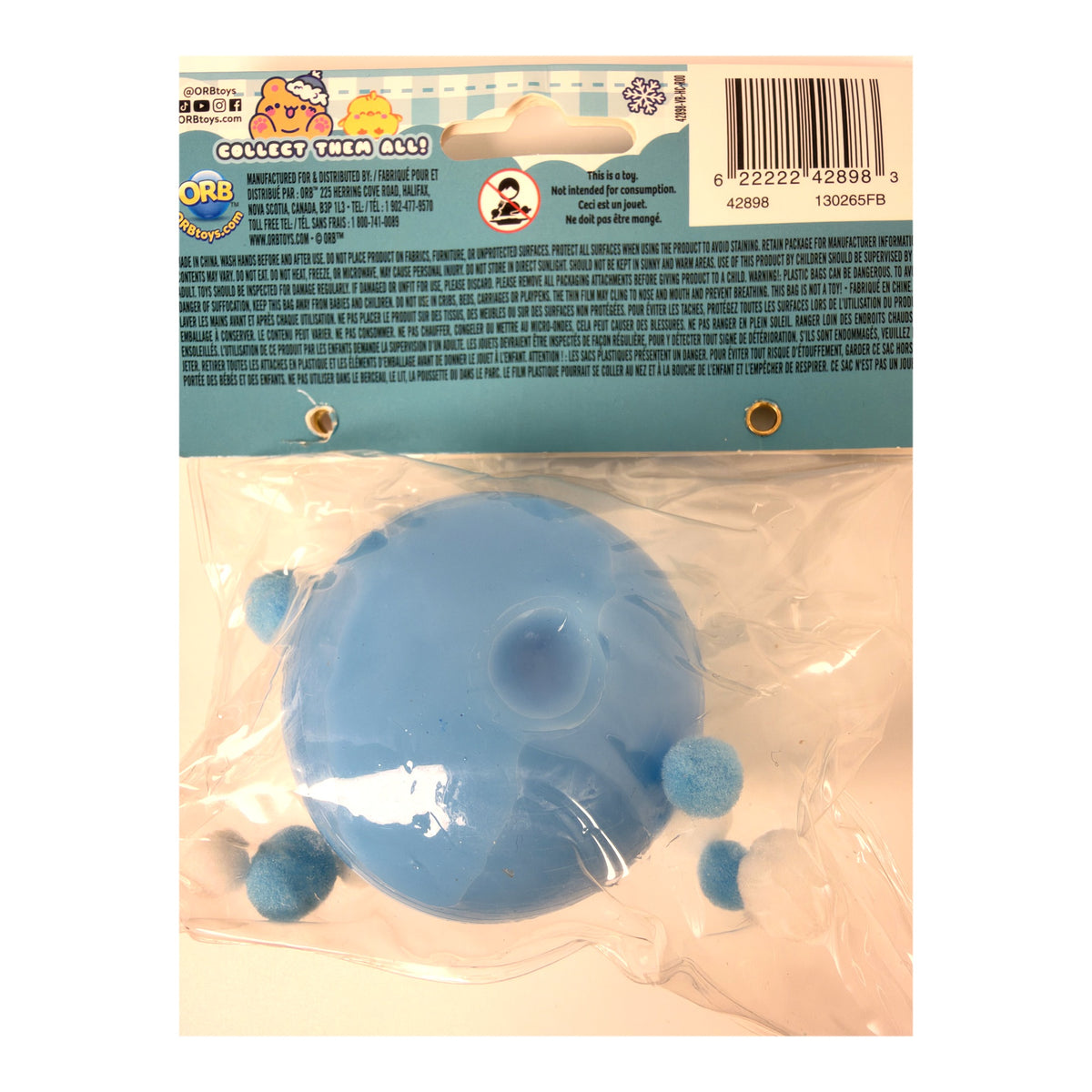 ORB Taba-licious Winter Wonders squishy, Snowflake Snowball style, back of package