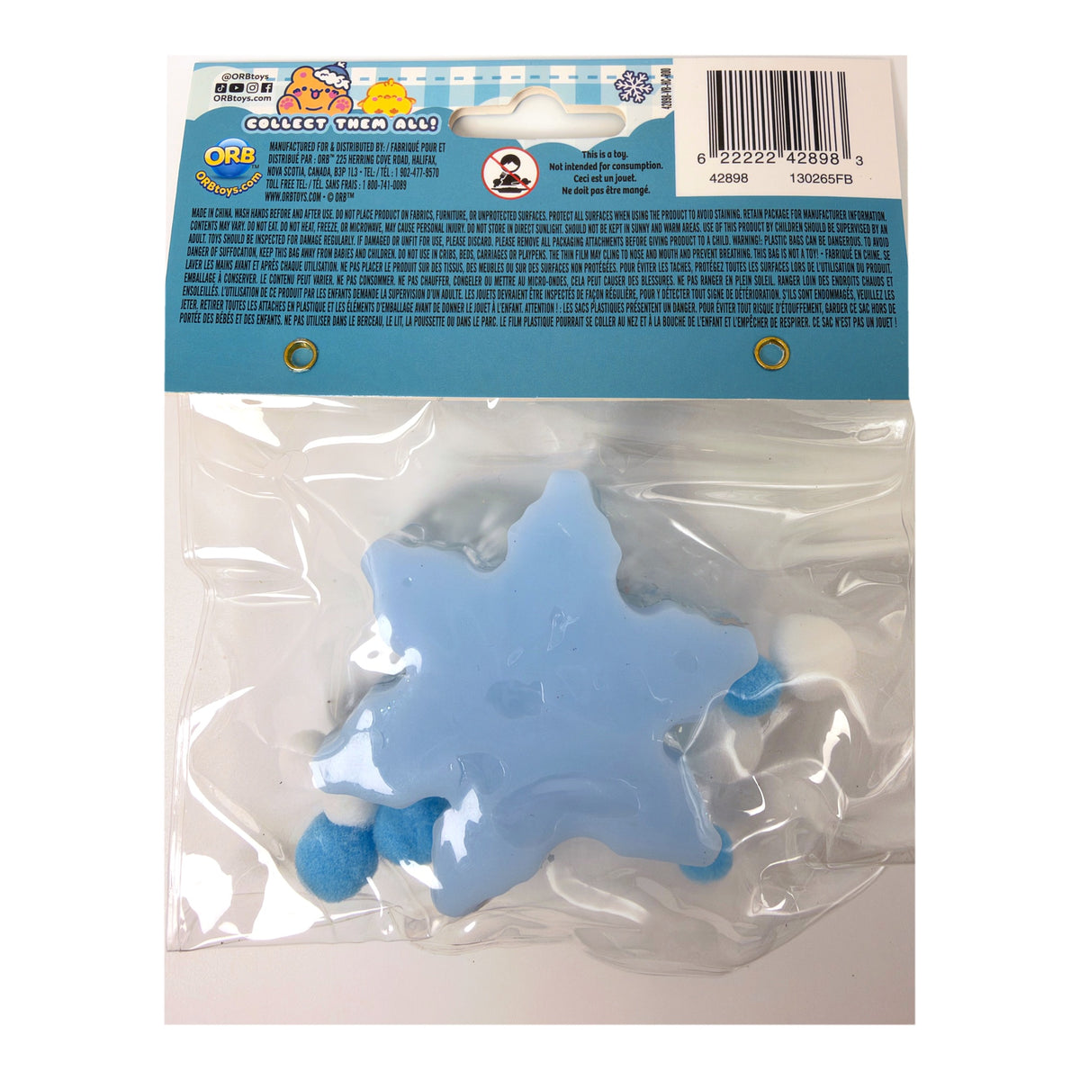 ORB Taba-licious Winter Wonders squishy, Glitter Snowflake style, back of package