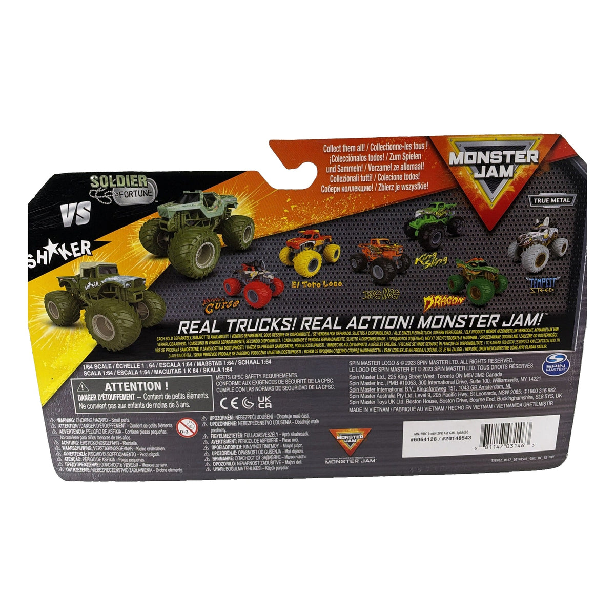 Monster Jam 1:64 Shaker vs Soldier of Fortune 2-pack back