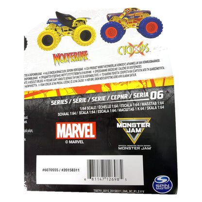 Monster Jam Marvel 1:64 Wolverine vs Cyclops 2-pack barcode