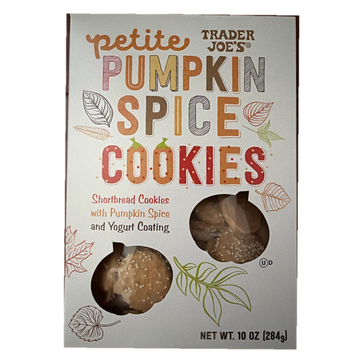 Trader Joe's Petite Pumpkin Spice Cookies 10 oz box, front