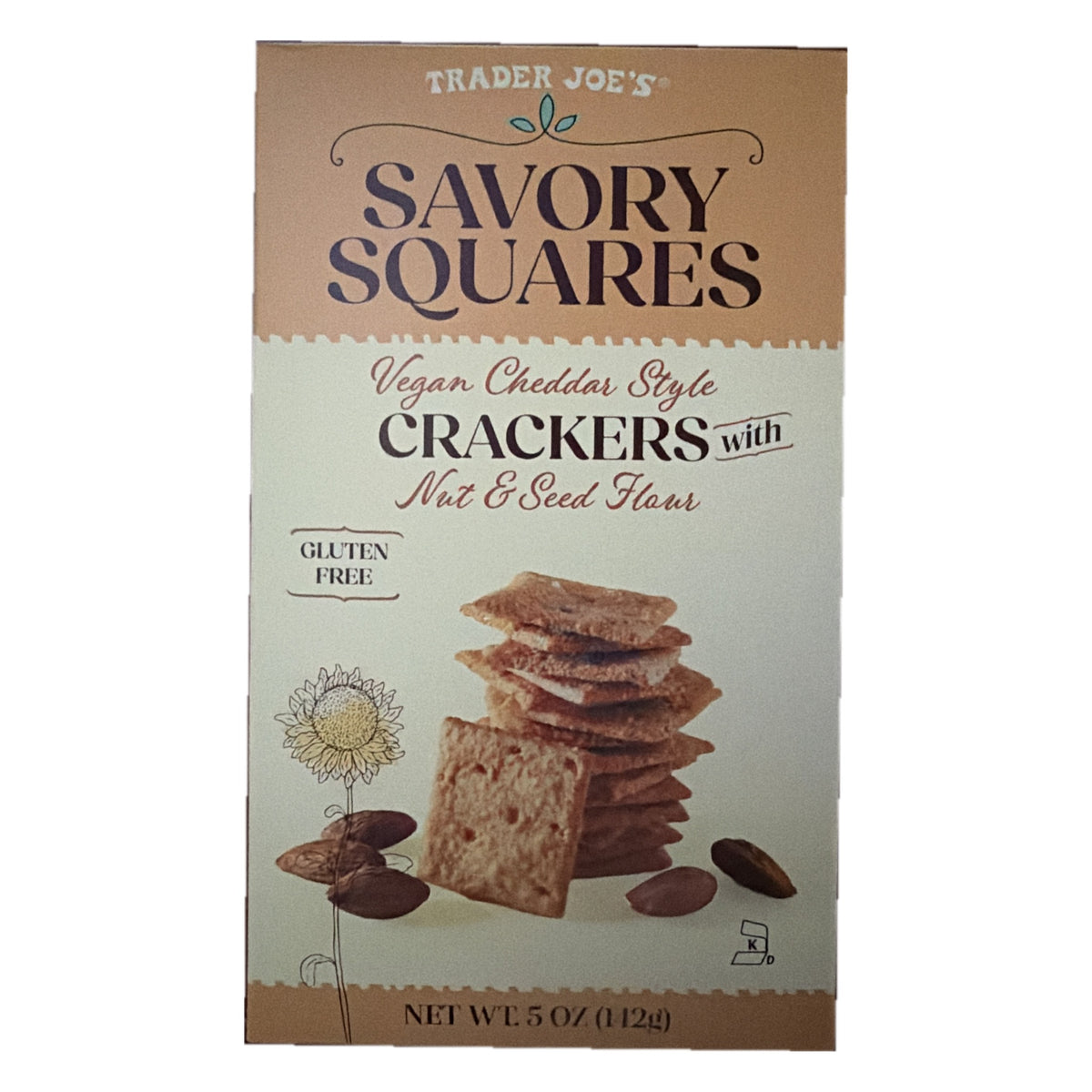Trader Joe's Savory Squares crackers 5 oz box, front