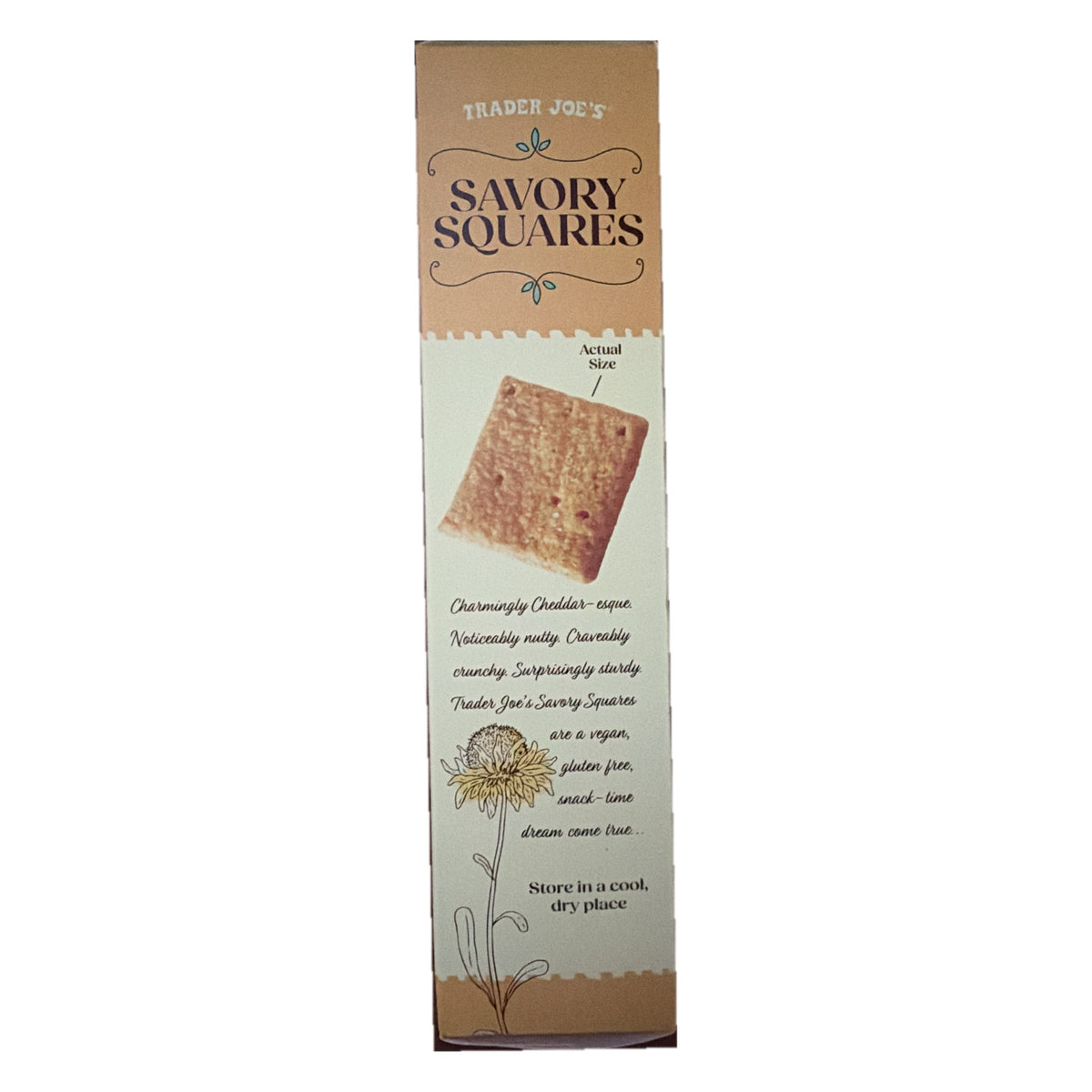 Trader Joe's Savory Squares box side panel