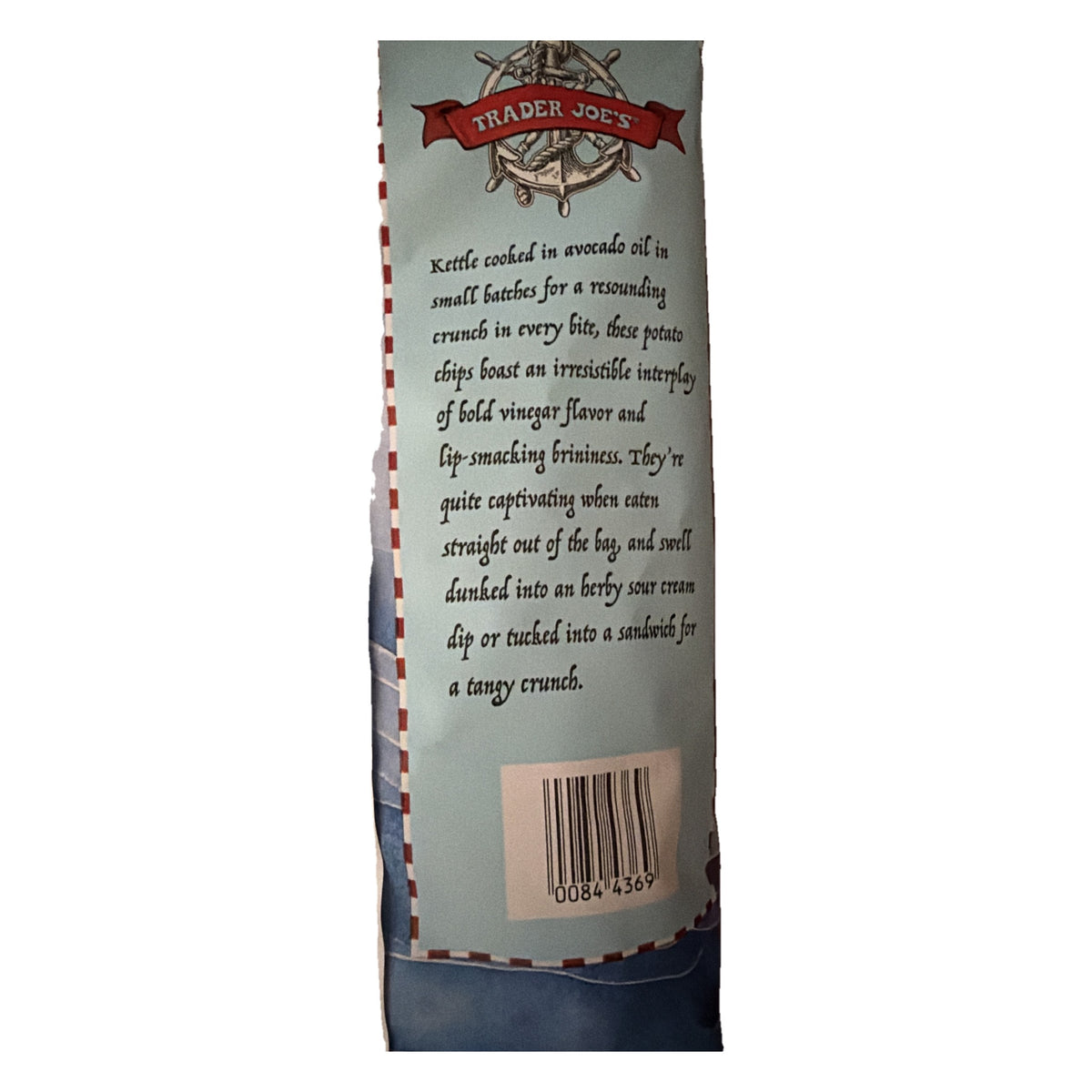 Trader Joe's Sea Salt & Vinegar Potato Chips back panel with barcode