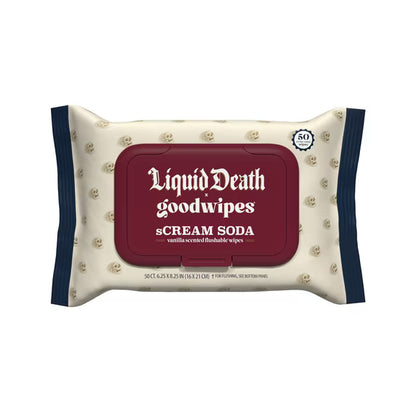 Liquid Death x Goodwipes | sCream Soda | Vanilla Scented Flushable Wipes | 3-Pack