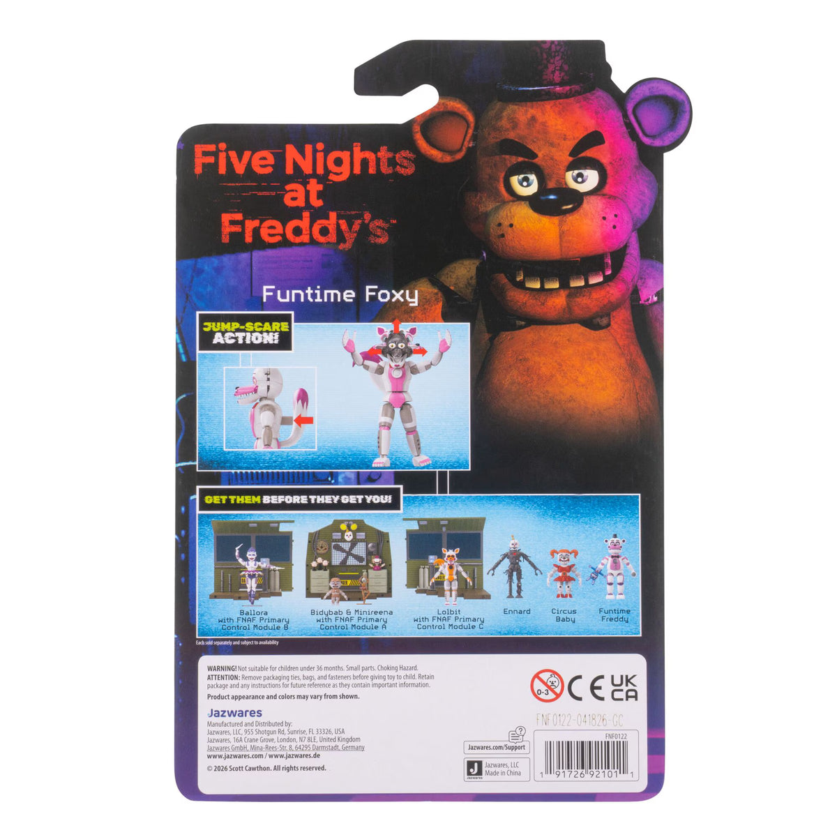 JAKKS Pacific | FNAF | Funtime Freddy | 5-Inch Articulated Figure | Glowing Eyes & Jumpscare