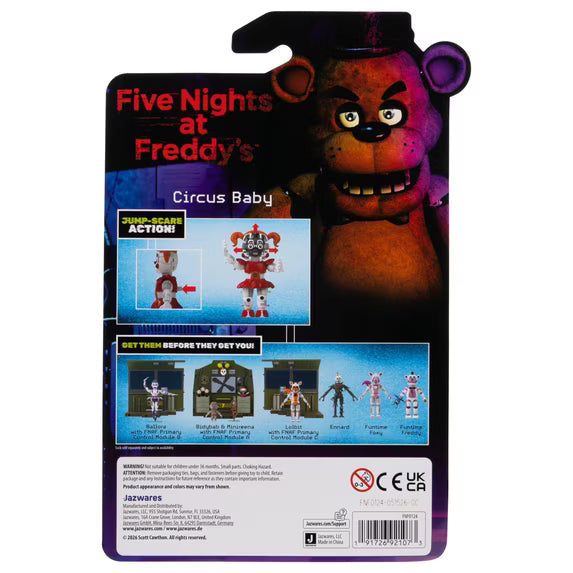 JAKKS Pacific | Five Nights at Freddy's | Circus Baby 5" Articulated Figure | Jumpscare & Glow-in-the-Dark Eyes