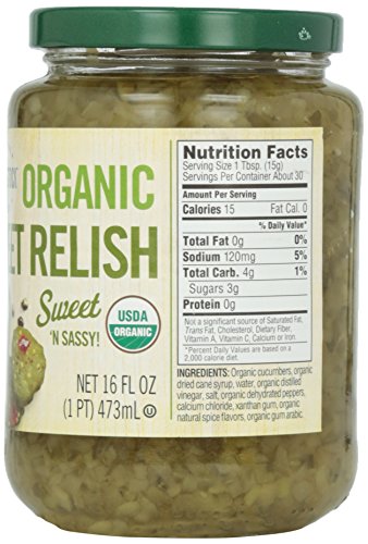 Woodstock Organic Sweet Relish - 16 oz | USDA Certified 95% Organic Pickle Relish