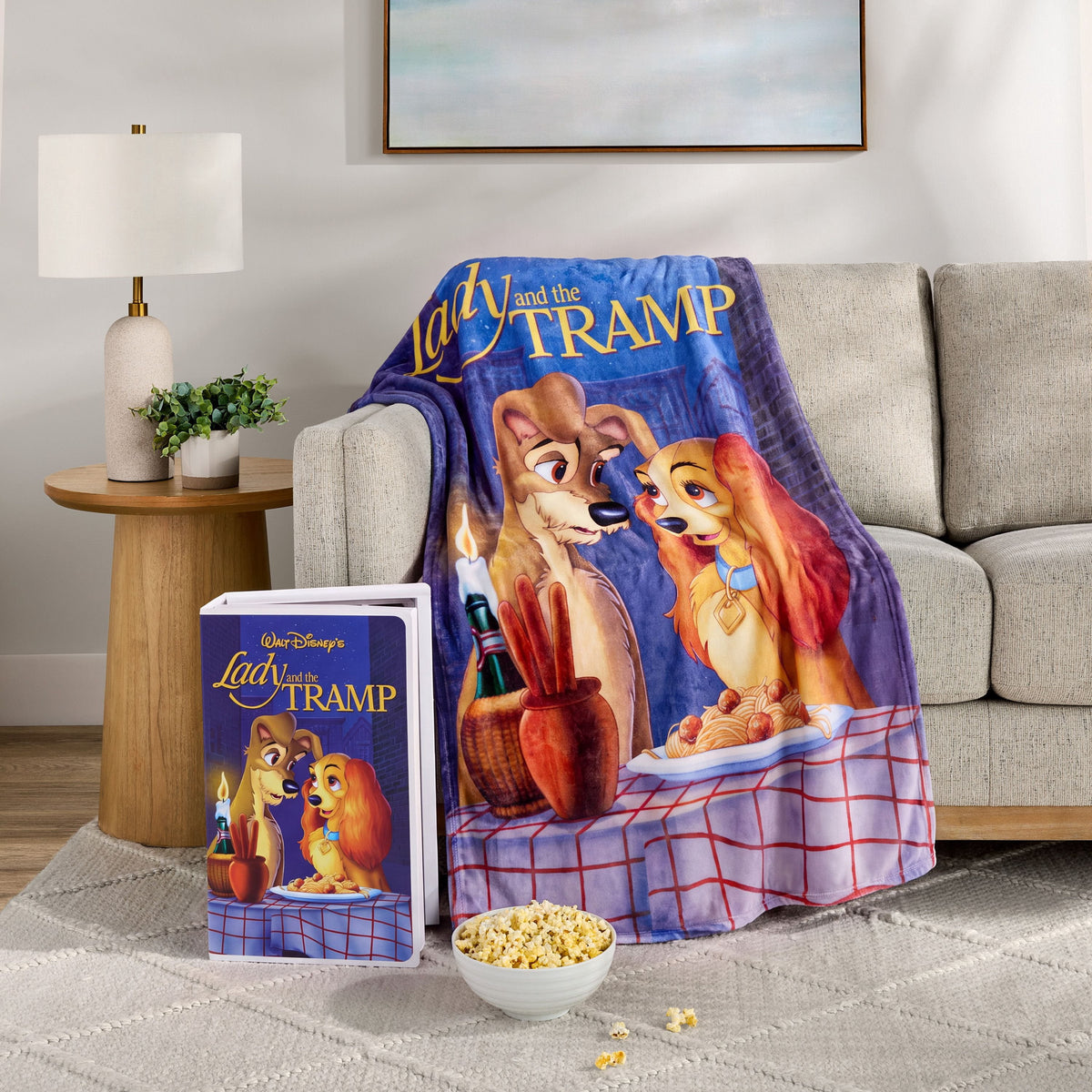 Disney Classic | VHS Boxed Silk Touch Throw, 50" x 70" | Lady and the Tramp