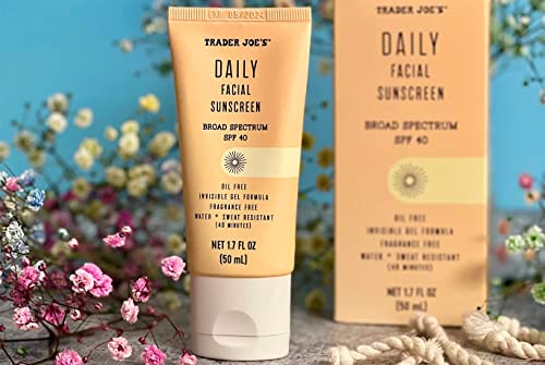 Trader Joe's | Daily Facial Sunscreen | SPF 40 | Oil-Free Invisible Gel | 1.70 fl oz