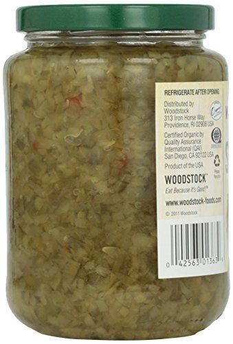 Woodstock Organic Sweet Relish - 16 oz | USDA Certified 95% Organic Pickle Relish