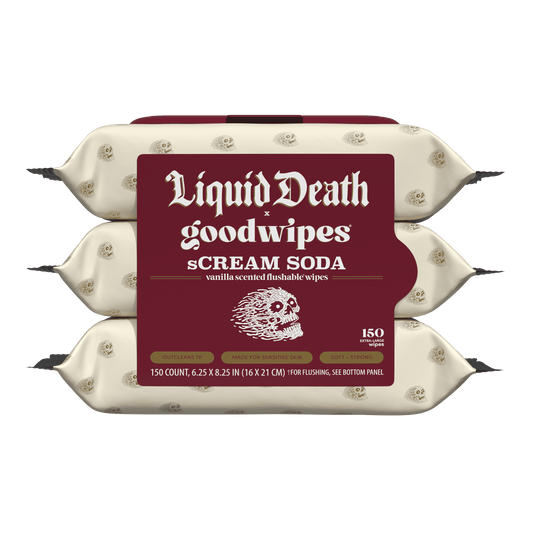 Liquid Death x Goodwipes | sCream Soda | Vanilla Scented Flushable Wipes | 3-Pack