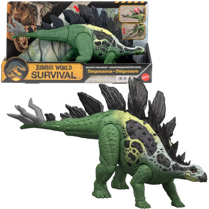 Mattel | Jurassic World Survival Gigantic Thrashers | Stegosaurus | 2 Attacks & Evolve
