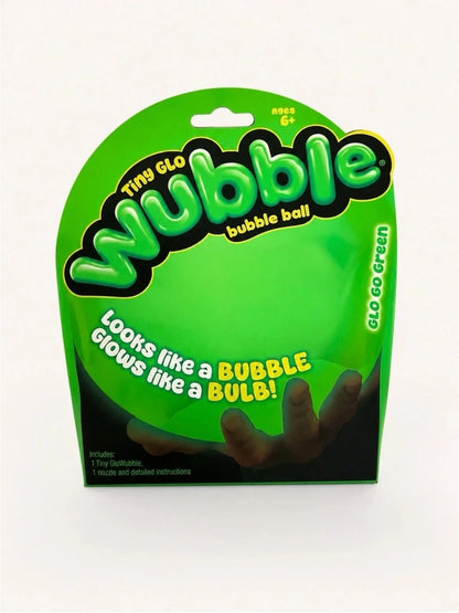 Tiny Glo Wubble Bubble Ball | Glo Go Green | Glows in the Dark | Squishy Sensory Bounce Ball