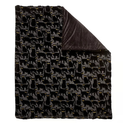 Halloween Faux Fur Throw Blanket | Pumpkin, Ghost & Black Cat