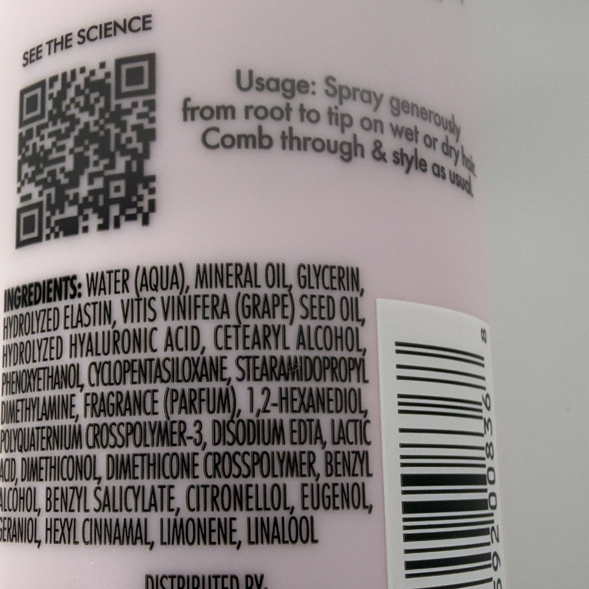 Nexxus Prep & Protect Heat Defense Spray ingredients label