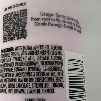 Nexxus Prep & Protect Heat Defense Spray ingredients label