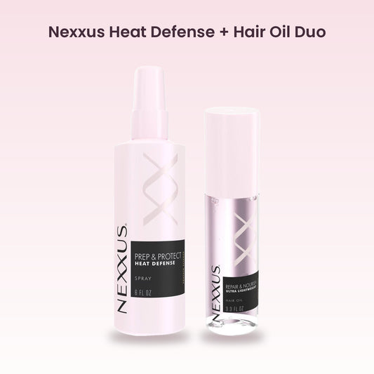Nexxus Prep & Protect Heat Defense Spray and Repair & Nourish Hair Oil duo