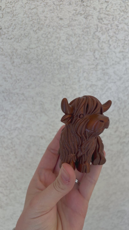 3D Printed Brown Highland Cow Figurine