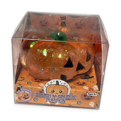 Zorbitz Squish N Sparkle Pumpkin Halloween squishy toy in box