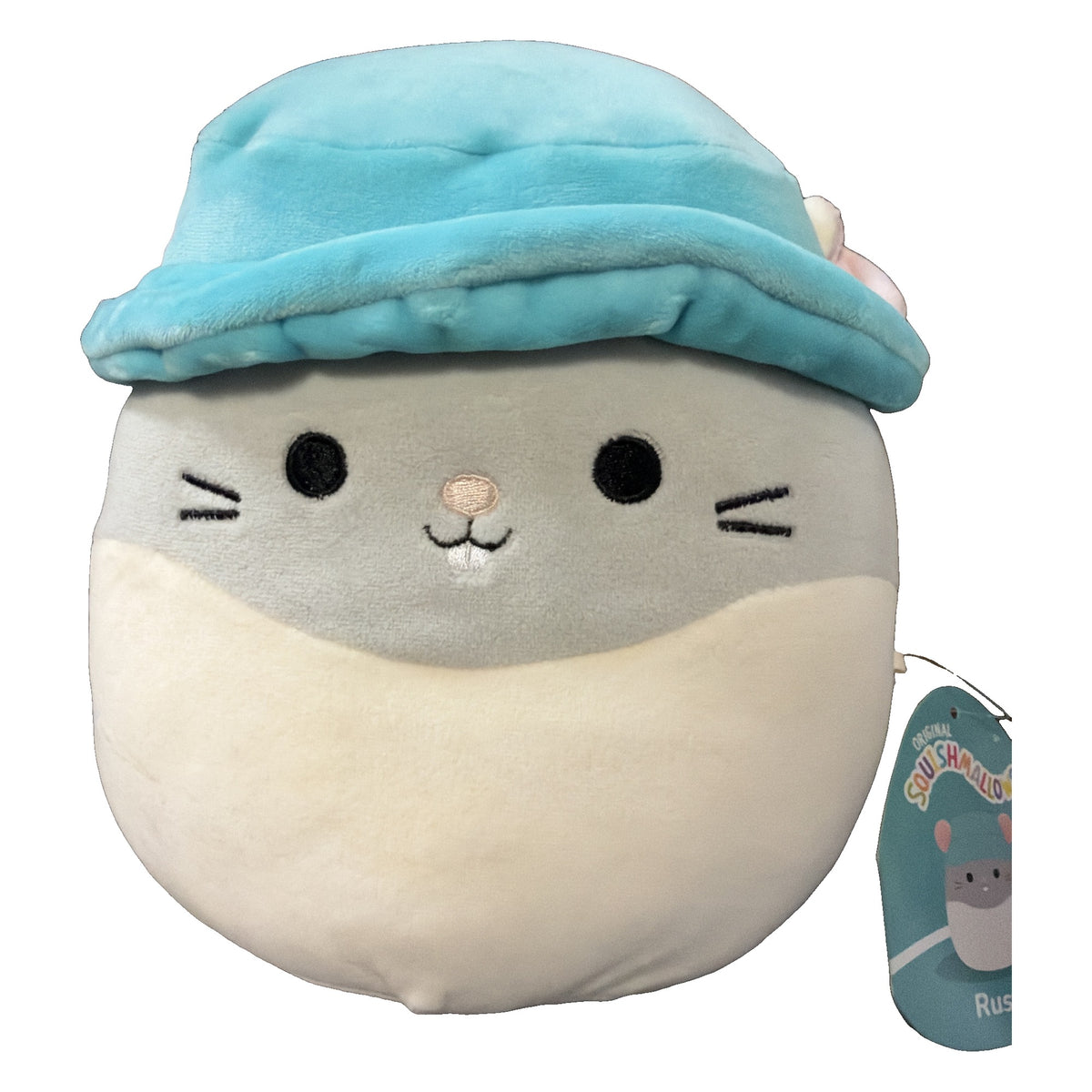 Squishmallows | Rusty the Gray Mouse with Teal Bucket Hat | 8" | Hot Topic Exclusive