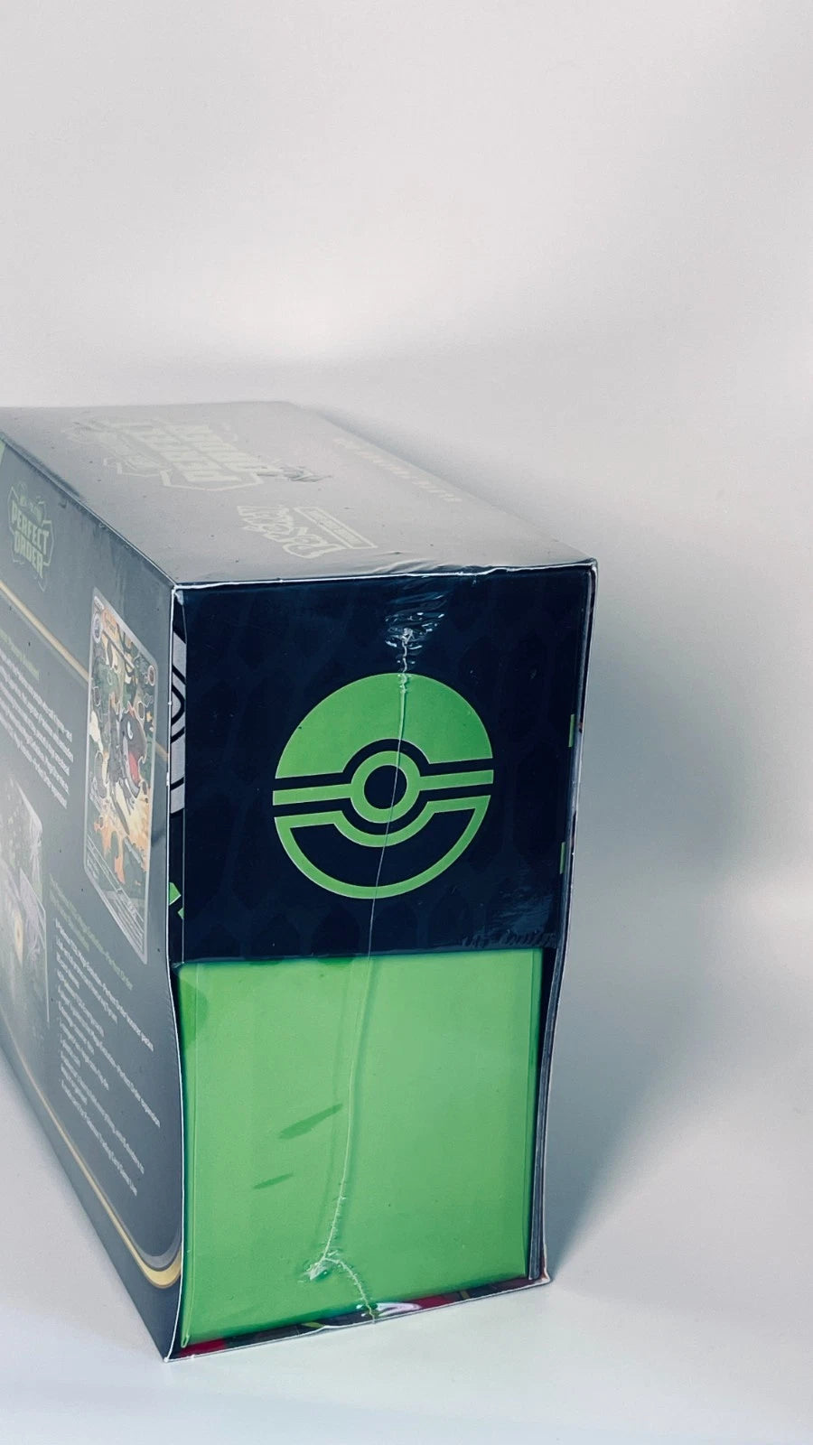 Product packaging with a green logo on a white background
