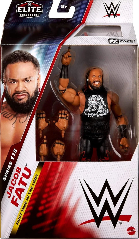 WWE Elite Collection action figure packaging with wrestler Jacob Fatu.