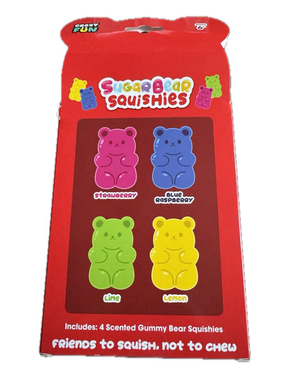 Crazy Fun Sugar Bear Squishies | 4-Pack Gummy Bear Squish Toys