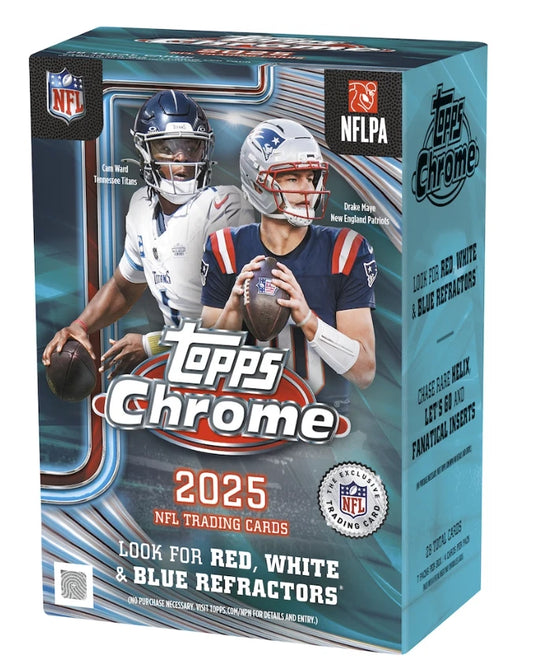 Topps Chrome 2025 NFL Trading Cards Value Box | Look for RWB Refractors