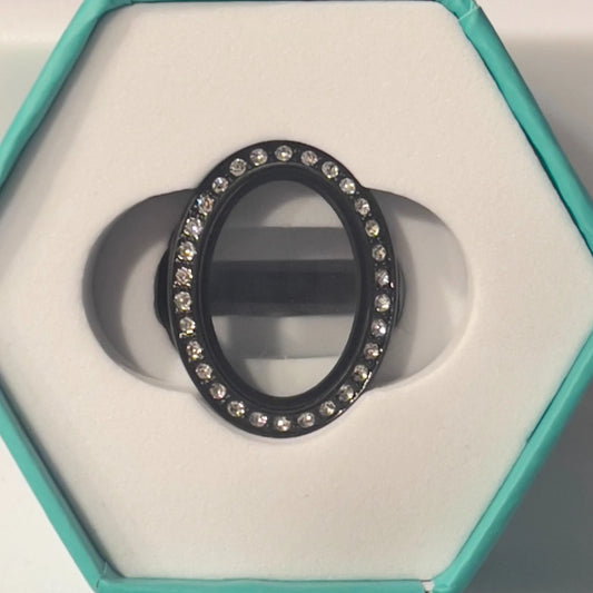Origami Owl Black Living Locket Ring Size 7