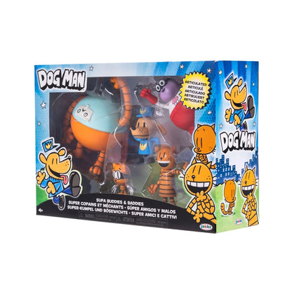 Jazwares | Dog Man Supa Cat Supa Buddies & Baddies | Action Figure 5-Pack
