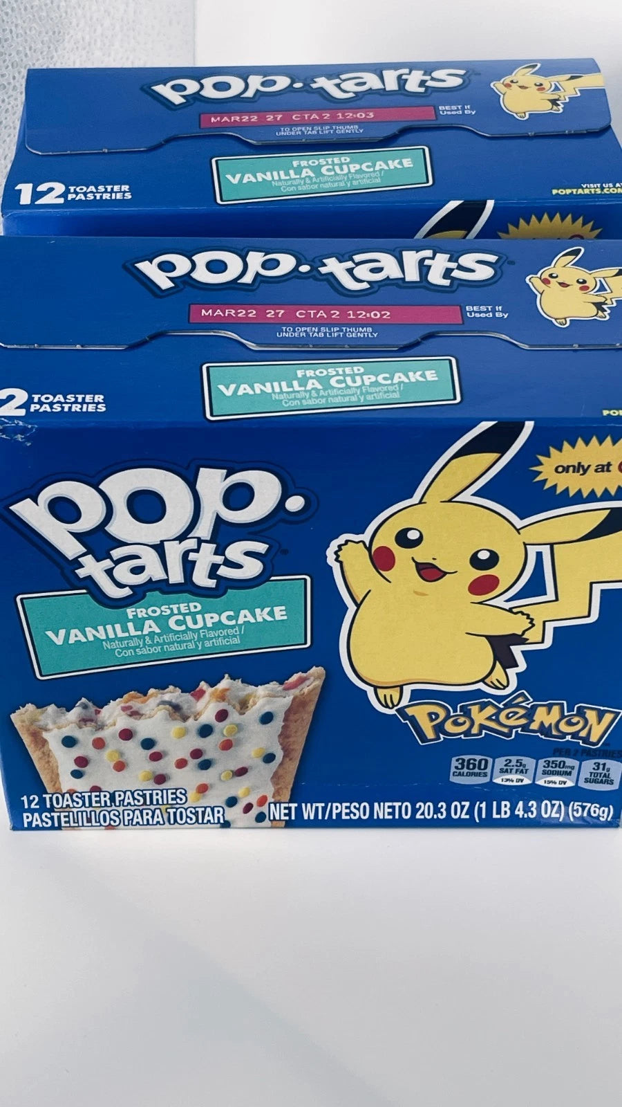 Pokémon Pop-Tarts | Frosted Vanilla Cupcake | 1 Box | 12 Pastries