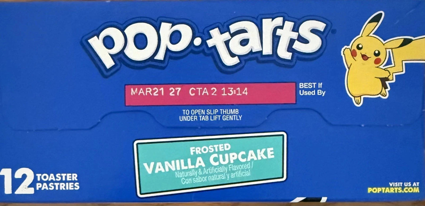 Pokémon Pop-Tarts | Frosted Vanilla Cupcake | 1 Box | 12 Pastries