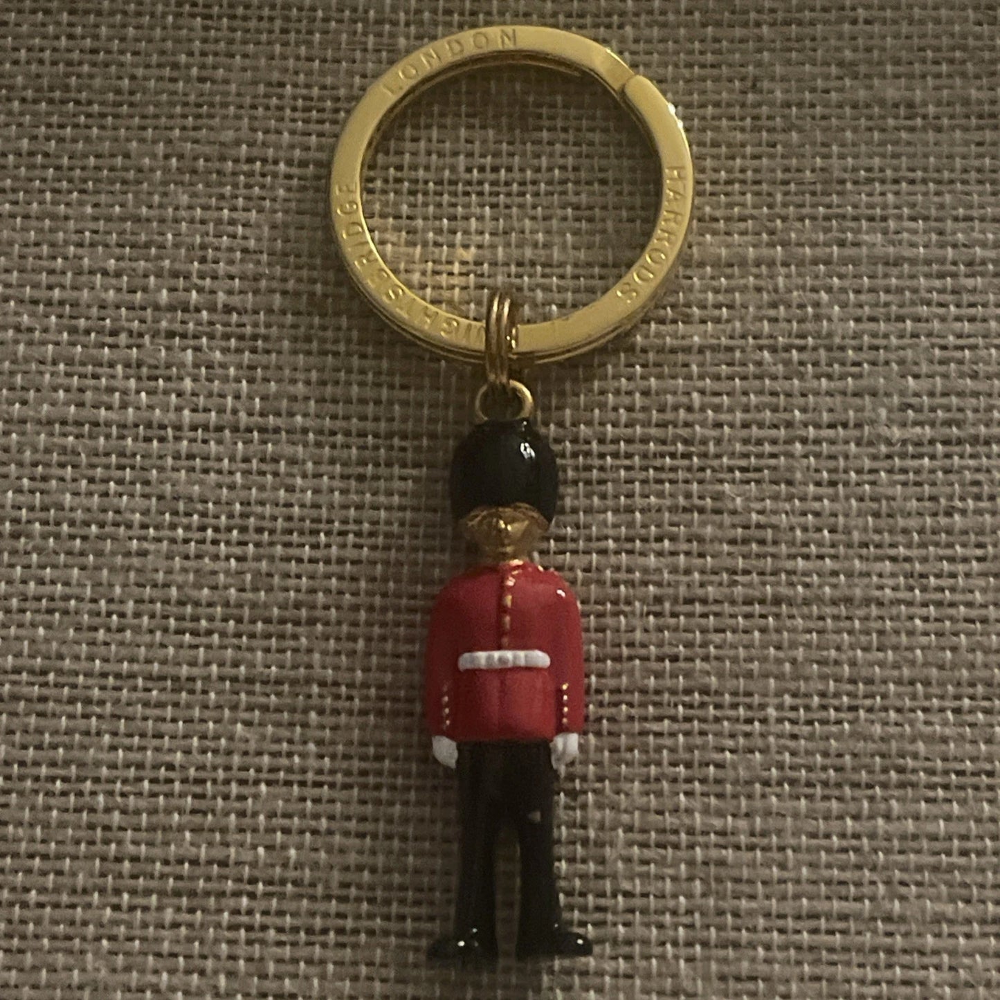 Harrods Knightsbridge London Guard Vintage Keychain Key Chain Ring Loop Holder