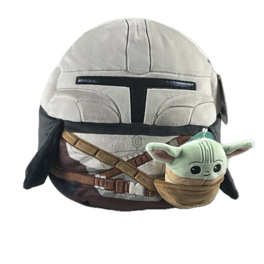 Star Wars The Mandalorian 12" & Grogu 3.5" Squishmallow Plush Set