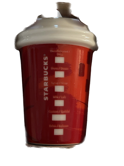 STARBUCKS Christmas Ornament Ceramic Red Tumbler Cup