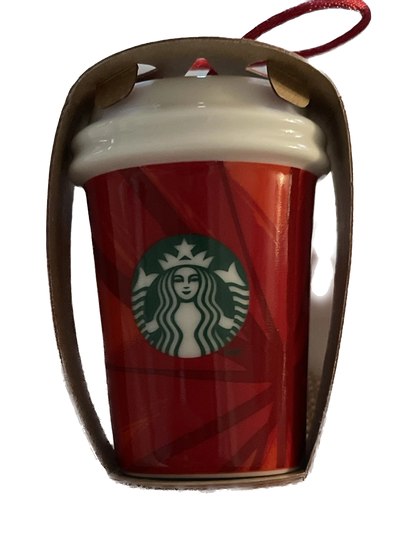 STARBUCKS Christmas Ornament Ceramic Red Tumbler Cup