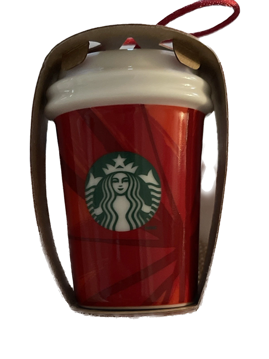 STARBUCKS Christmas Ornament Ceramic Red Tumbler Cup